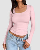 Slim-Fit Square-Neck Crop Top