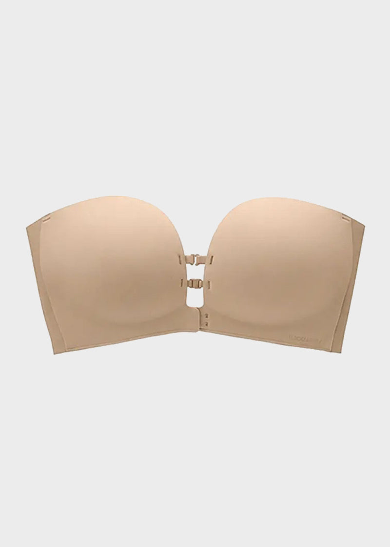 Seamless Strapless Push Up Bra with Front Closure & Removable Straps