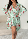 Comfy Floral Print 2-Piece Pajama Set – Robe & Dress