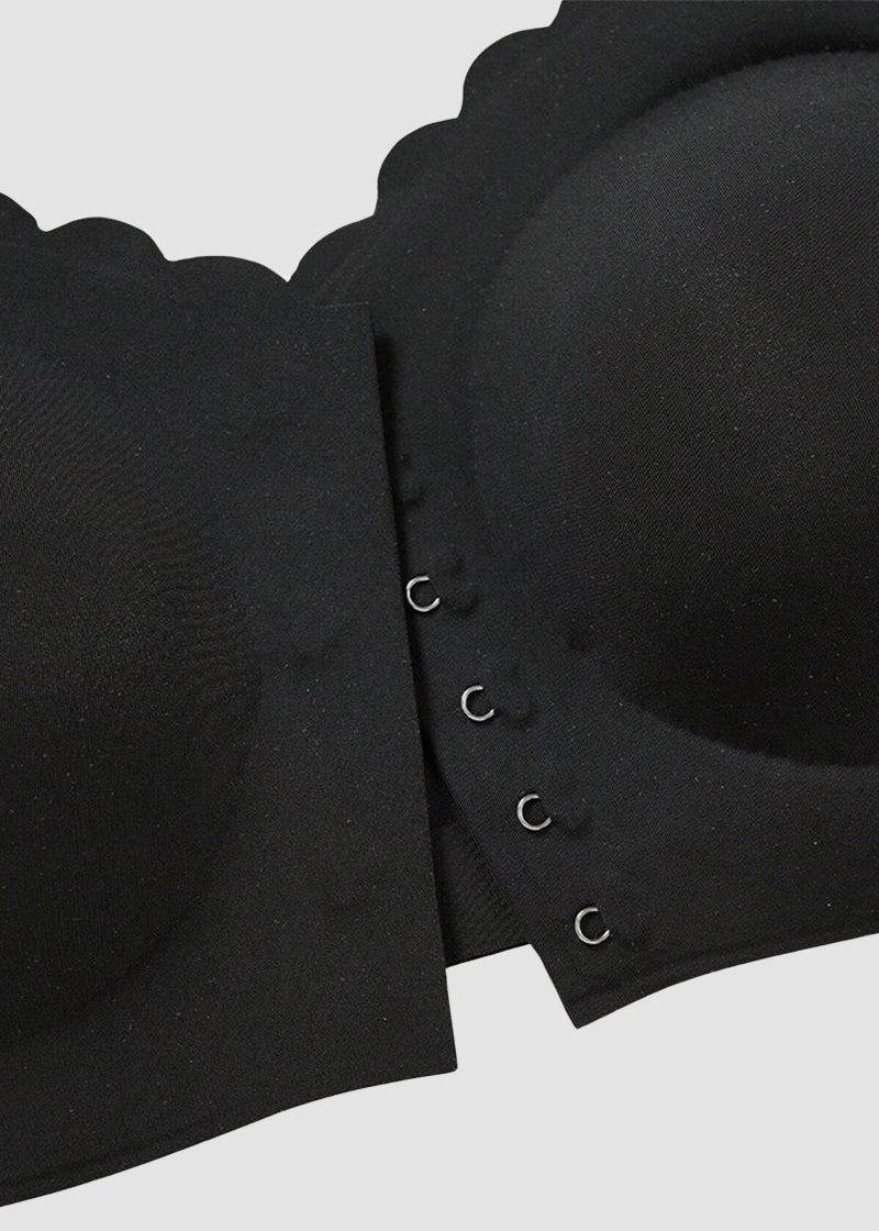Comfortable Breathable Scallop Trim Hook & Eye Front Bralette