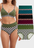 High-Waisted Checkerboard Cotton Briefs (5-Pack)