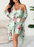 Comfy Floral Print 2-Piece Pajama Set – Robe & Dress