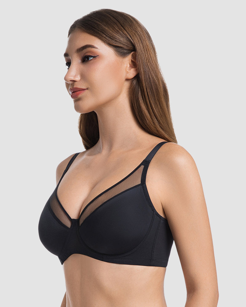 Unlined Mesh Panel Minimizer Bra