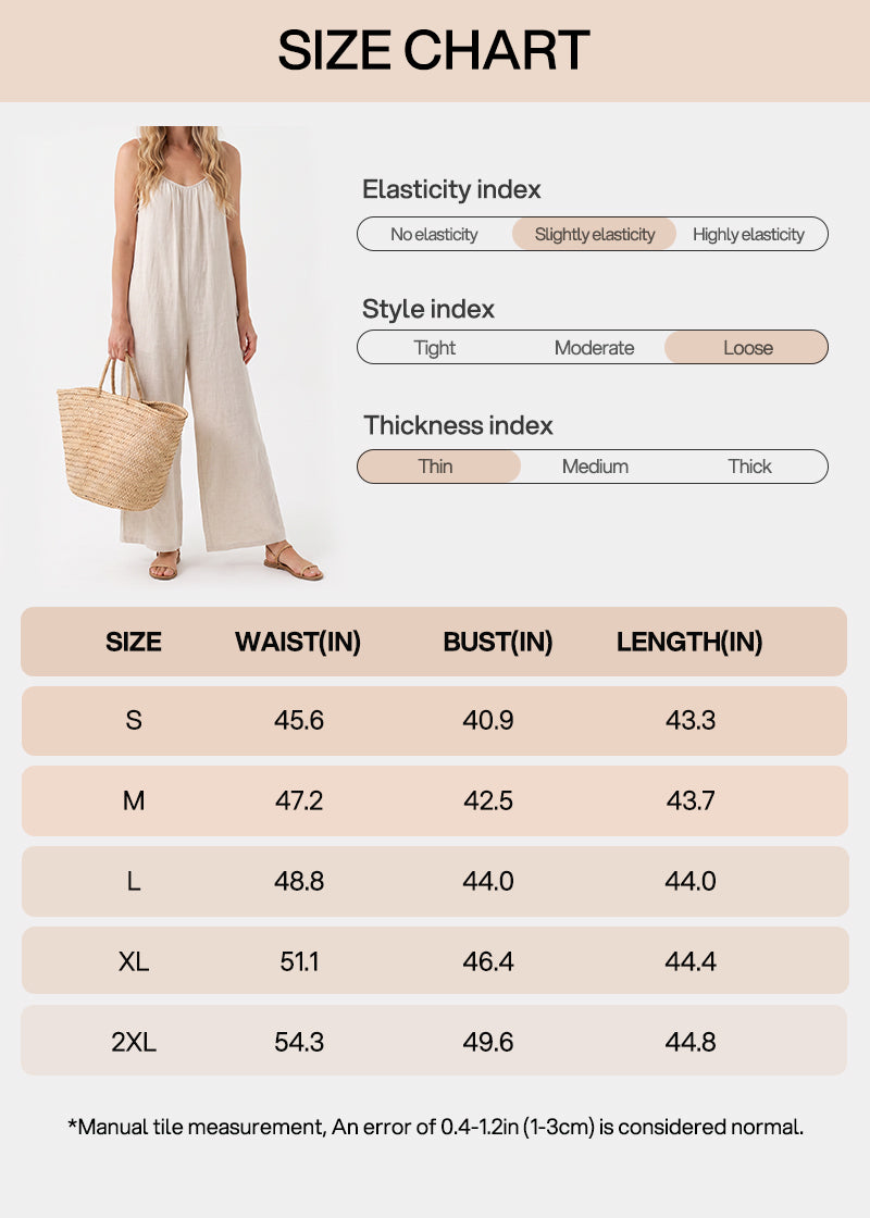 Women's Backless Spaghetti Strap Wide Leg Jumpsuit with Tie Back & Pockets