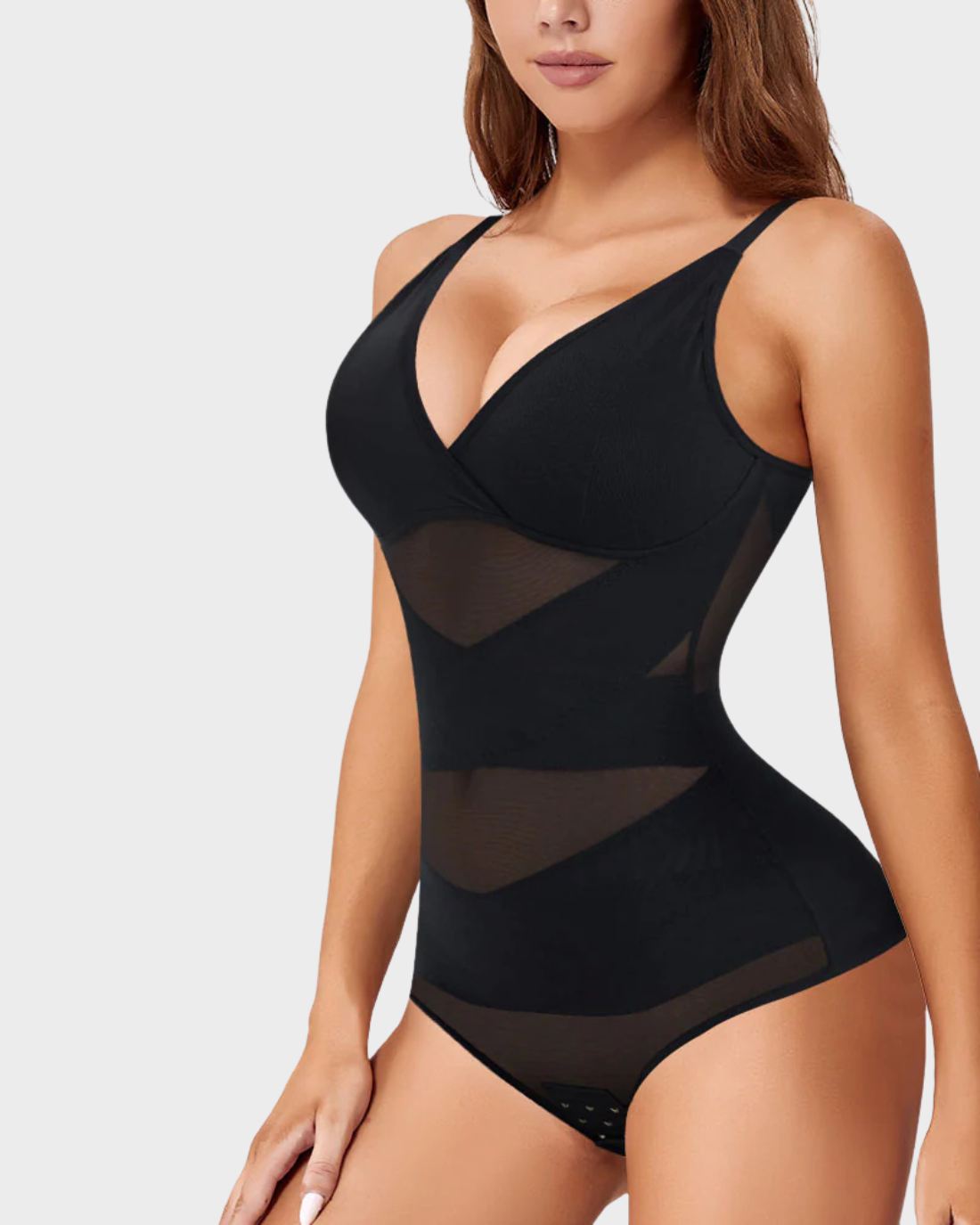 LilyLove® V Neck Built in Bra Mesh Breathable Bodysuit