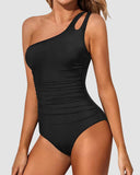 LilyLove® One Shoulder Tummy Control Patterned Back One Piece Swimsuit