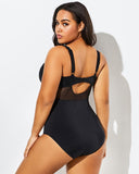 LilyLove® Black Cut Out Mesh Underwire One Piece Swimsuit