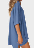Casual Oversized 2-Piece Lounge Set with Crewneck & Split Hem