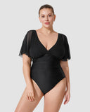 LilyLove® Wireless Mesh Flutter Sleeve One Piece Swimsuit