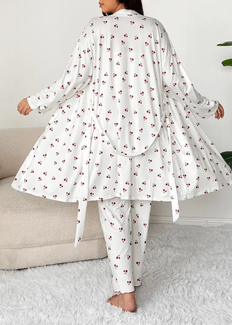 Comfy 3-Piece Pajama Set – Robe, Camisole & Long Pants
