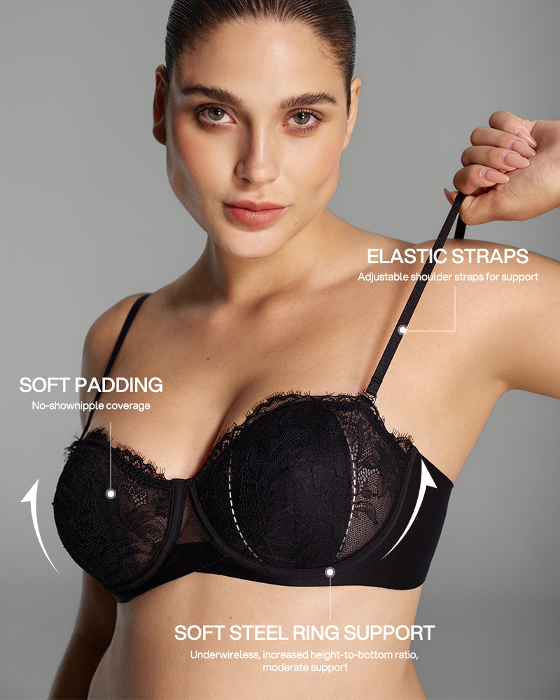 Breathable Memory Steel Underwire Demi Lace Bra