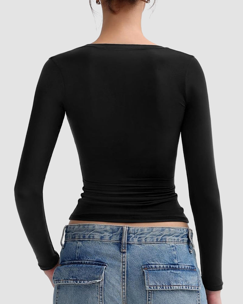 Square Neck Slimming Basic Top