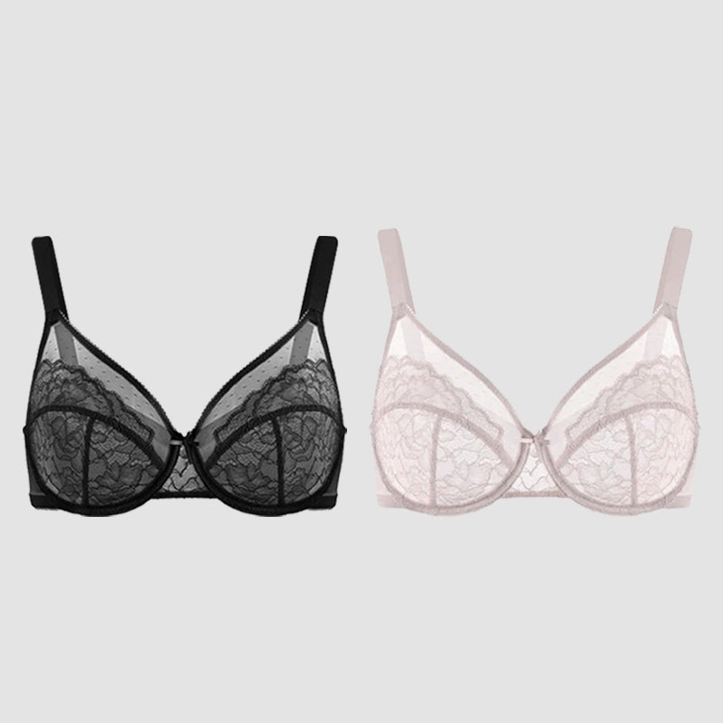 BOGO🔥Unlined Mesh Full Coverage Lace Minimizer Bra