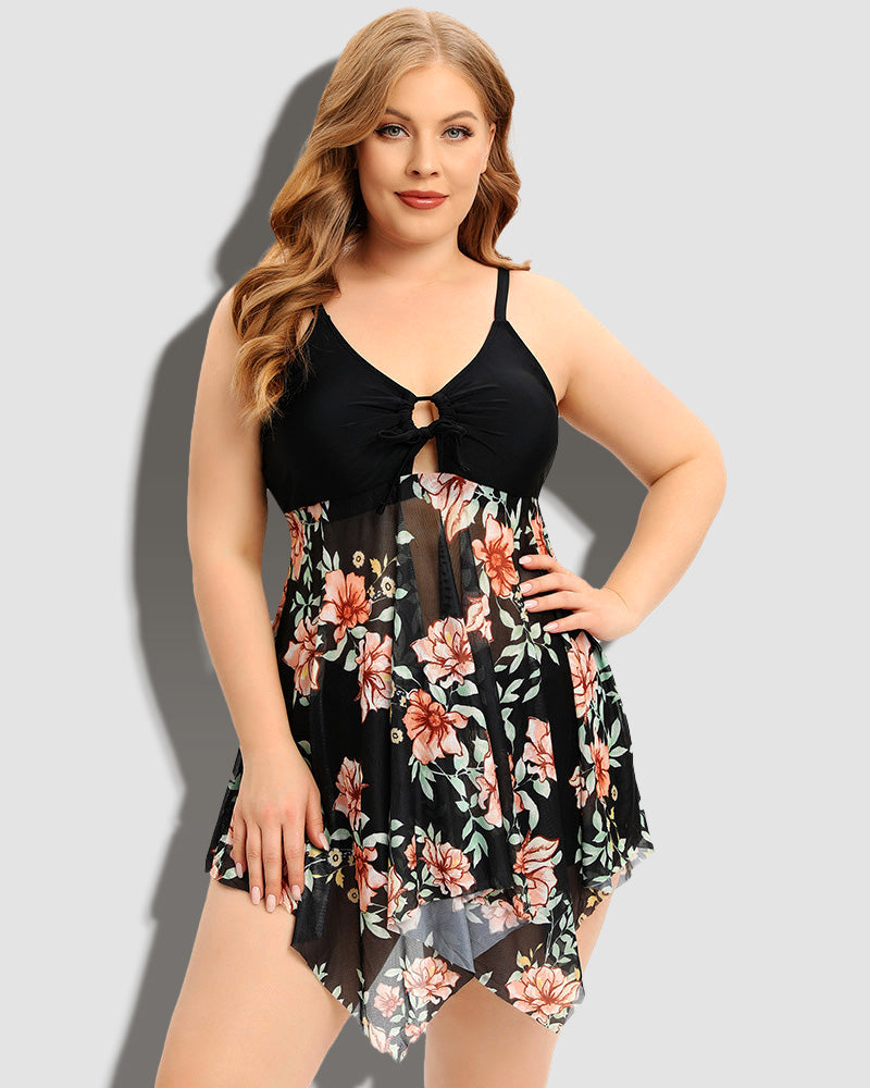 LilyLove® Floral  Plus Size Swimdress