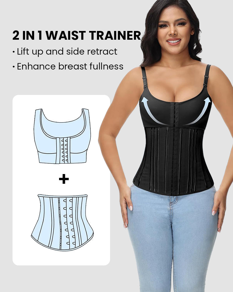 LilyLove®Waist Trainer for Women Workout Waist Cincher Tummy Control Sweat Waist Trimmer Body Shaper Steel Bone with Bra