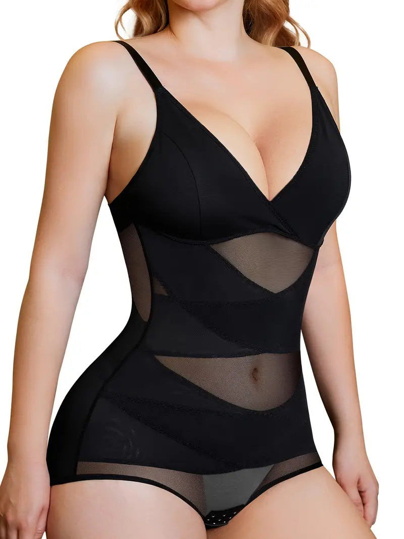 LilyLove® V Neck Built in Bra Mesh Breathable Bodysuit