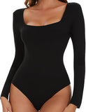 Lilylove®Seamless Sculpt Long Sleeve Scoop Neck Thong Bodysuit