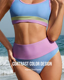 Color-Block High Waist Bikini Set