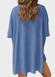 Casual Oversized 2-Piece Lounge Set with Crewneck & Split Hem