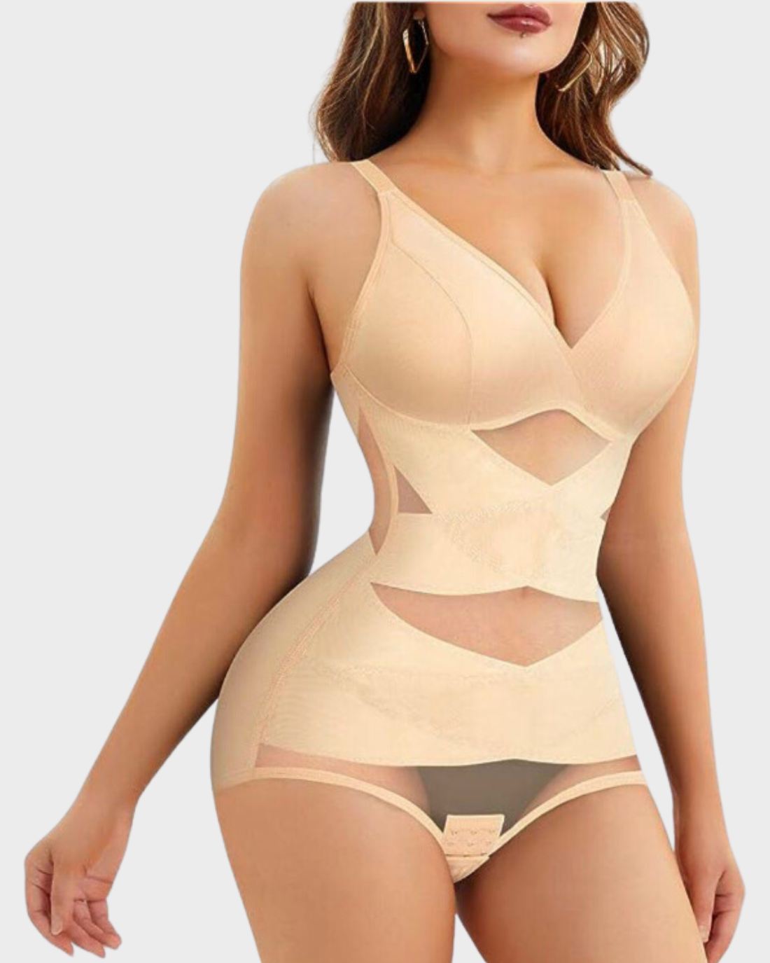 LilyLove® V Neck Built in Bra Mesh Breathable Bodysuit