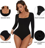 Lilylove®Seamless Sculpt Long Sleeve Scoop Neck Thong Bodysuit