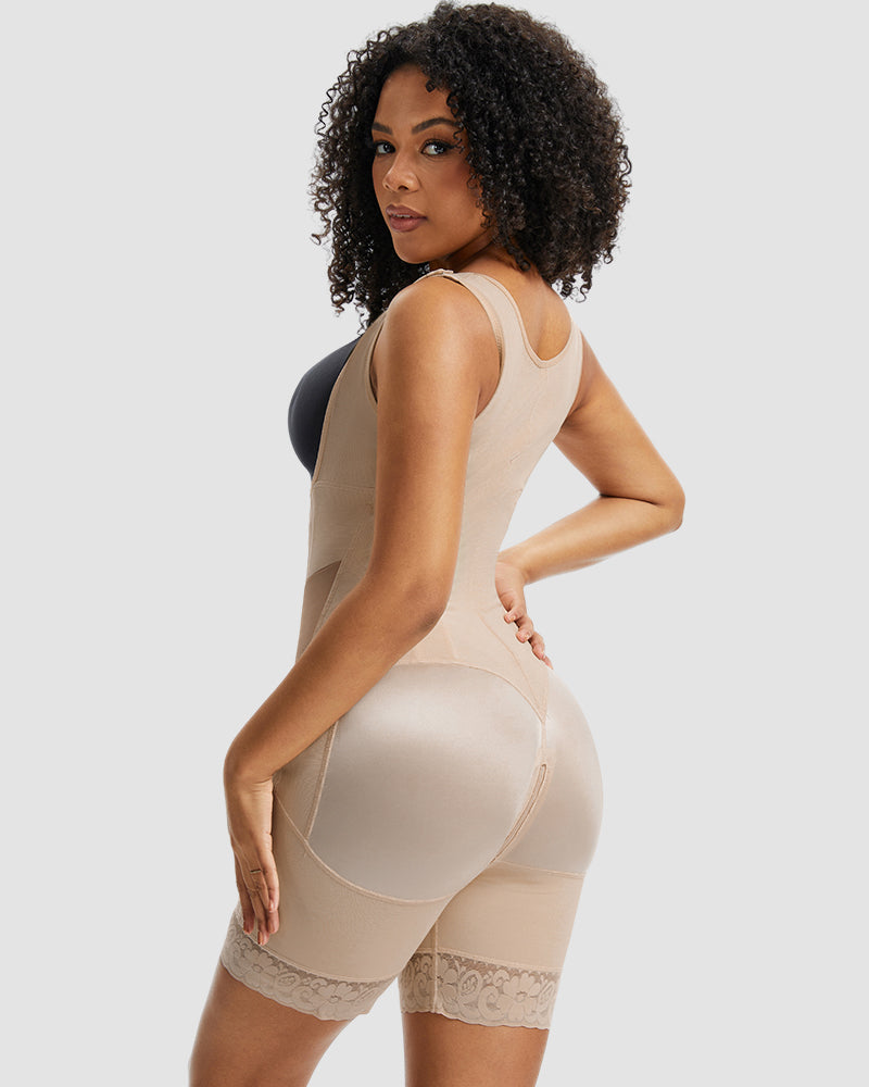 PowerMesh Double-Layer Open Bust Full Body Shaper