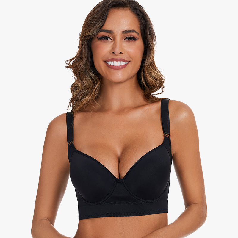 Lily Love® Push-Up Back Smoothing Bra-Black