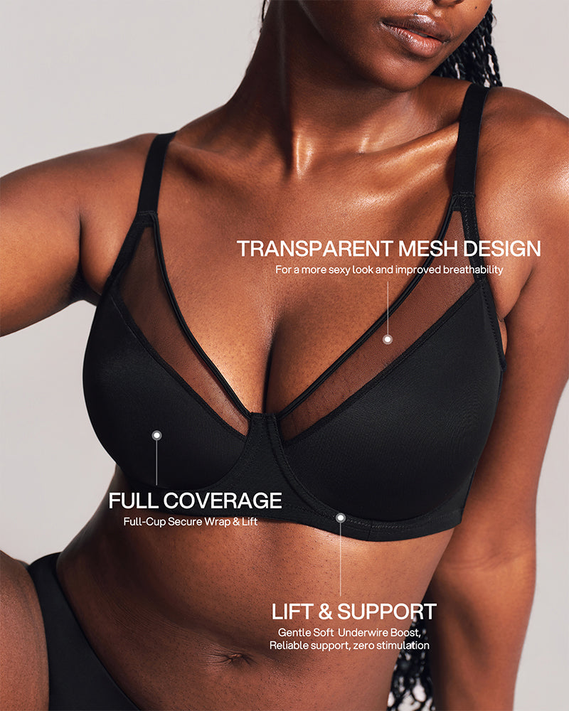 Unlined Mesh Panel Minimizer Bra