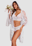 3-Piece Sexy Lace Lingerie Set with Robe – Bra & Panty Nightwear