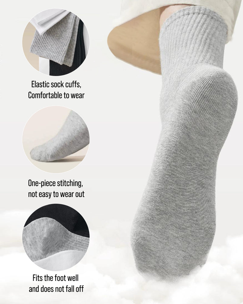 Ribbed Knit Cotton Crew Socks