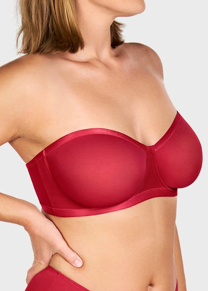 Strapless Mesh Balconette Underwire Bra
