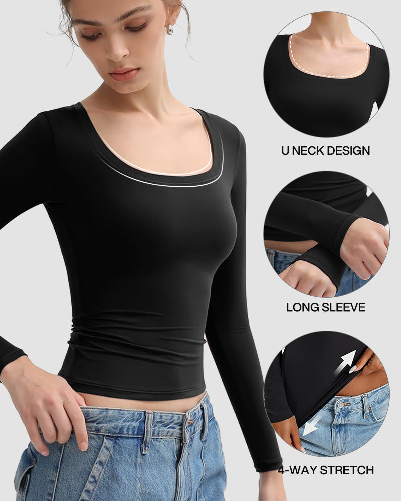Square Neck Slimming Basic Top