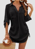 Coverup Drawstring Beach Dress Shirt