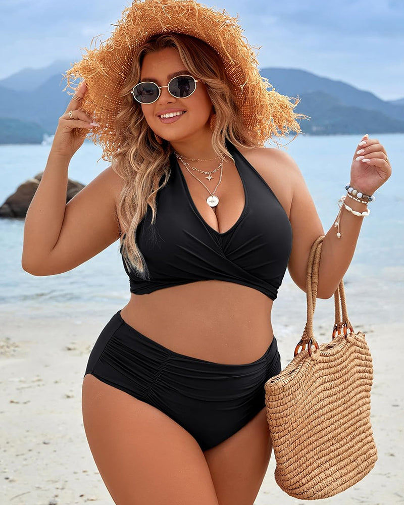 Tummy Control Bathing Suits Modest High Waisted Bikini Sets