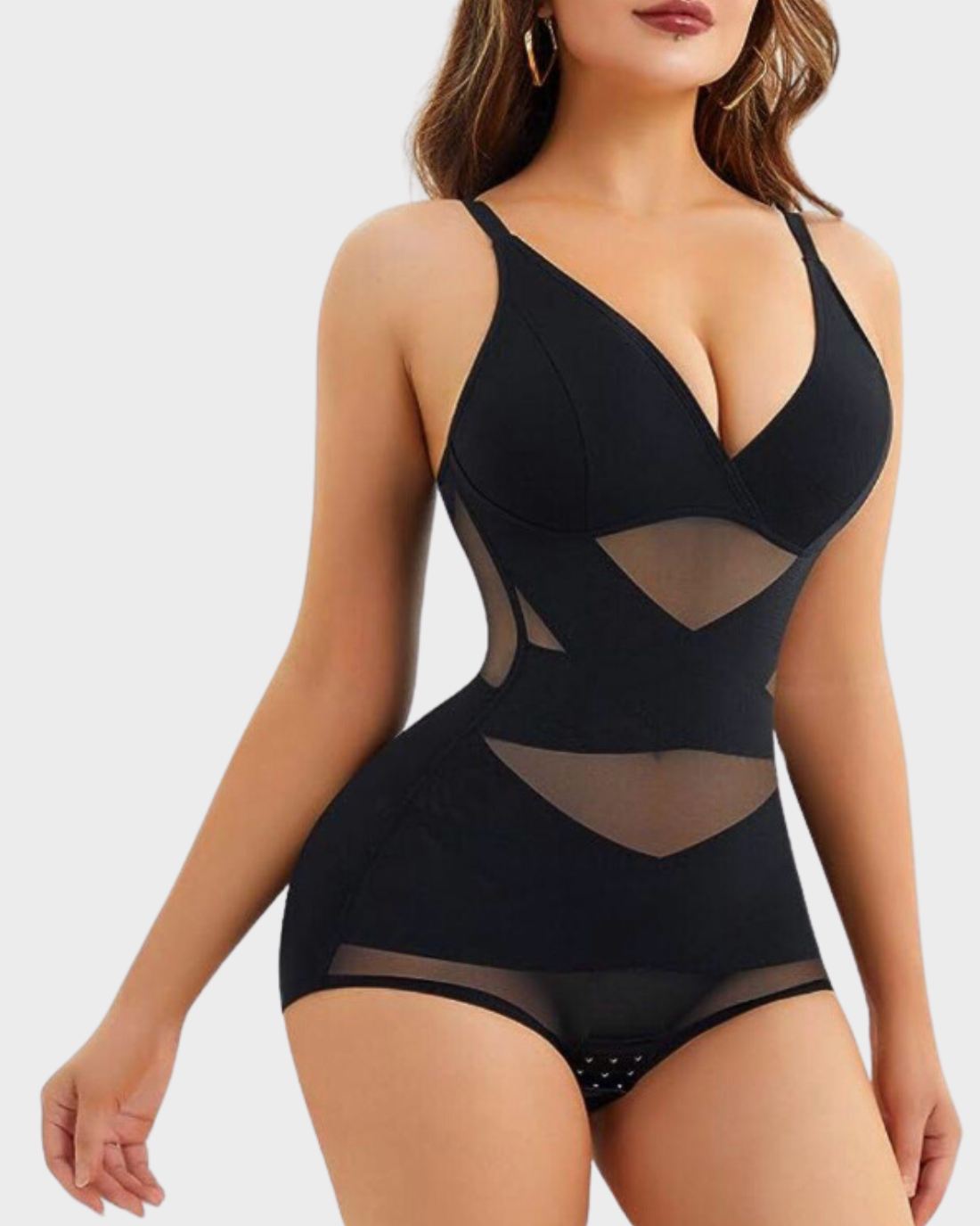 LilyLove® V Neck Built in Bra Mesh Breathable Bodysuit