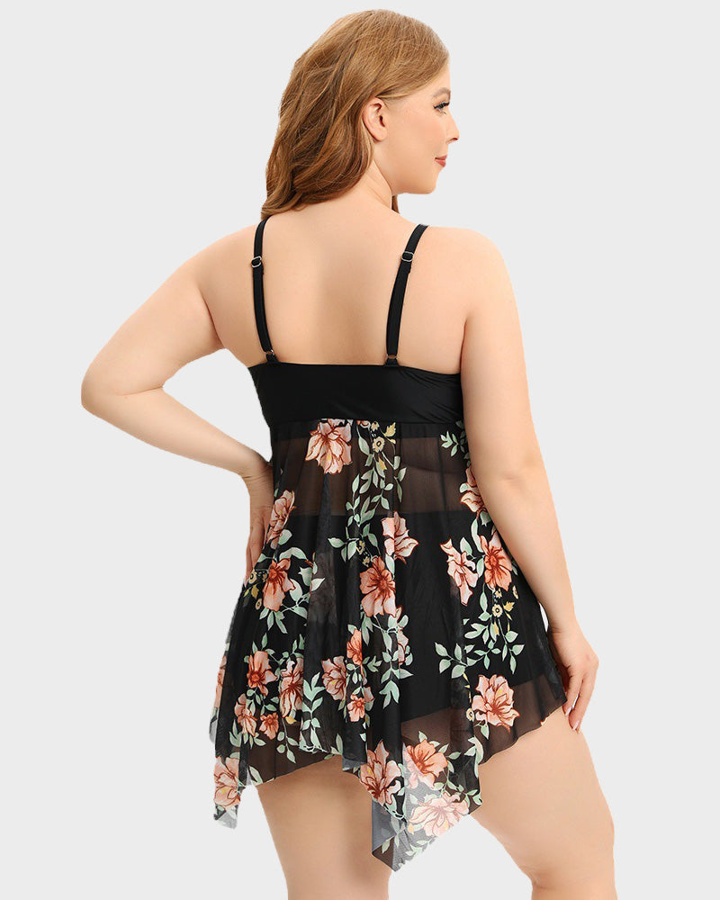 LilyLove® Floral  Plus Size Swimdress