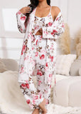 Comfy 3-Piece Pajama Set – Robe, Camisole & Long Pants