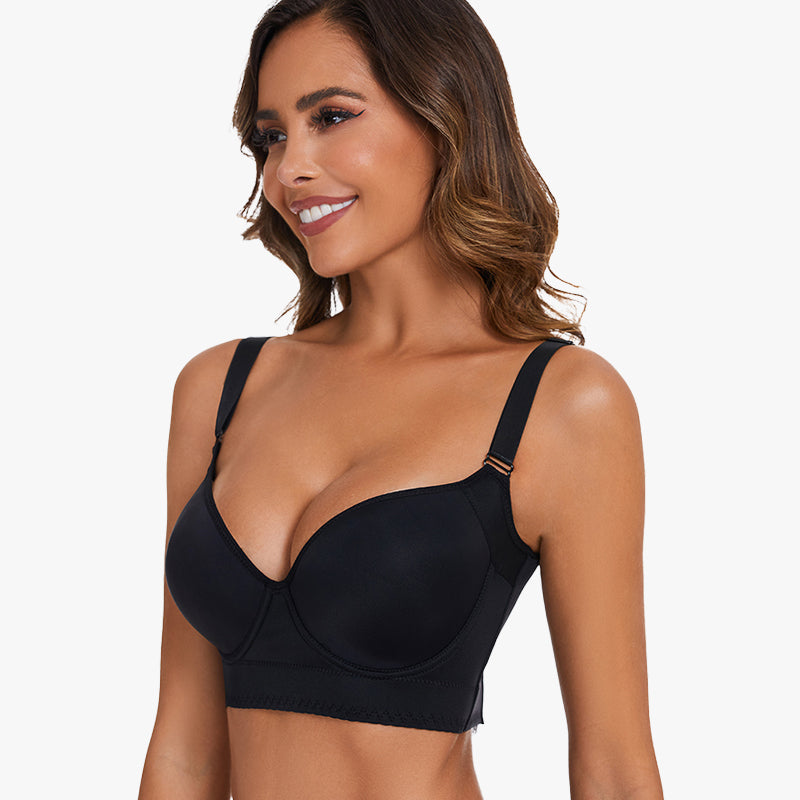 Lily Love® Push-Up Back Smoothing Bra-Black