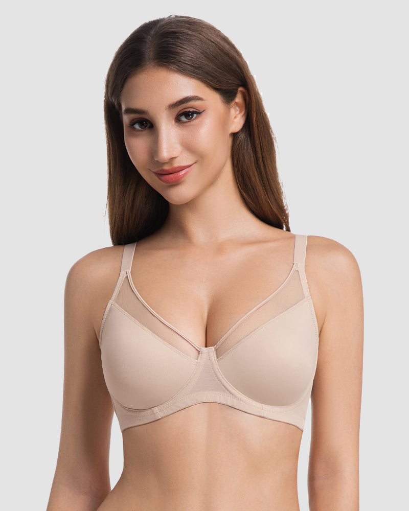 Unlined Mesh Panel Minimizer Bra
