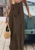 Women's  Solid Color Spaghetti Strap Backless Lace-Up Elegant NightDress