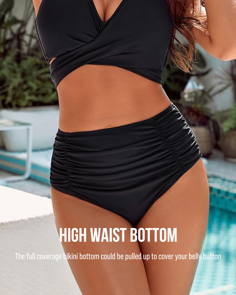 Tummy Control Bathing Suits Modest High Waisted Bikini Sets