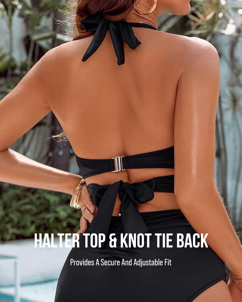 Tummy Control Bathing Suits Modest High Waisted Bikini Sets