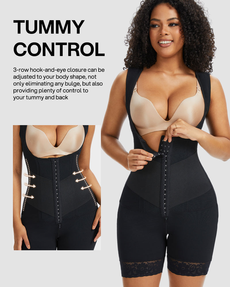PowerMesh Double-Layer Open Bust Full Body Shaper