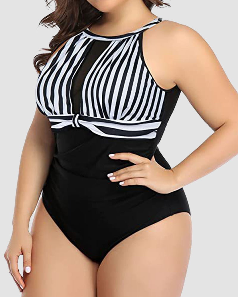 LilyLove® Tummy Control High Neck Bathing Suit Ruched Swimwear