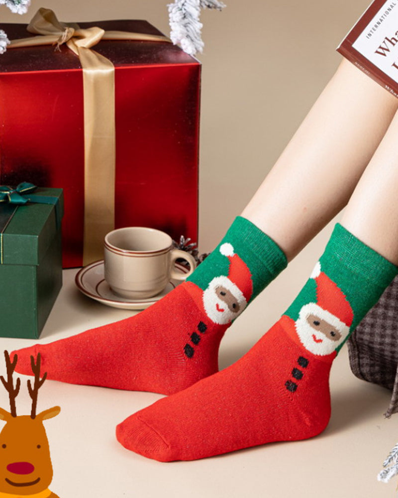 Cozy Christmas Wool Crew Socks - 5 Pairs