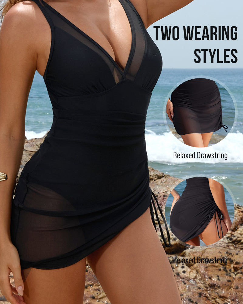 Slimming Mesh Sheer Sarong Wraps Bathing Suit