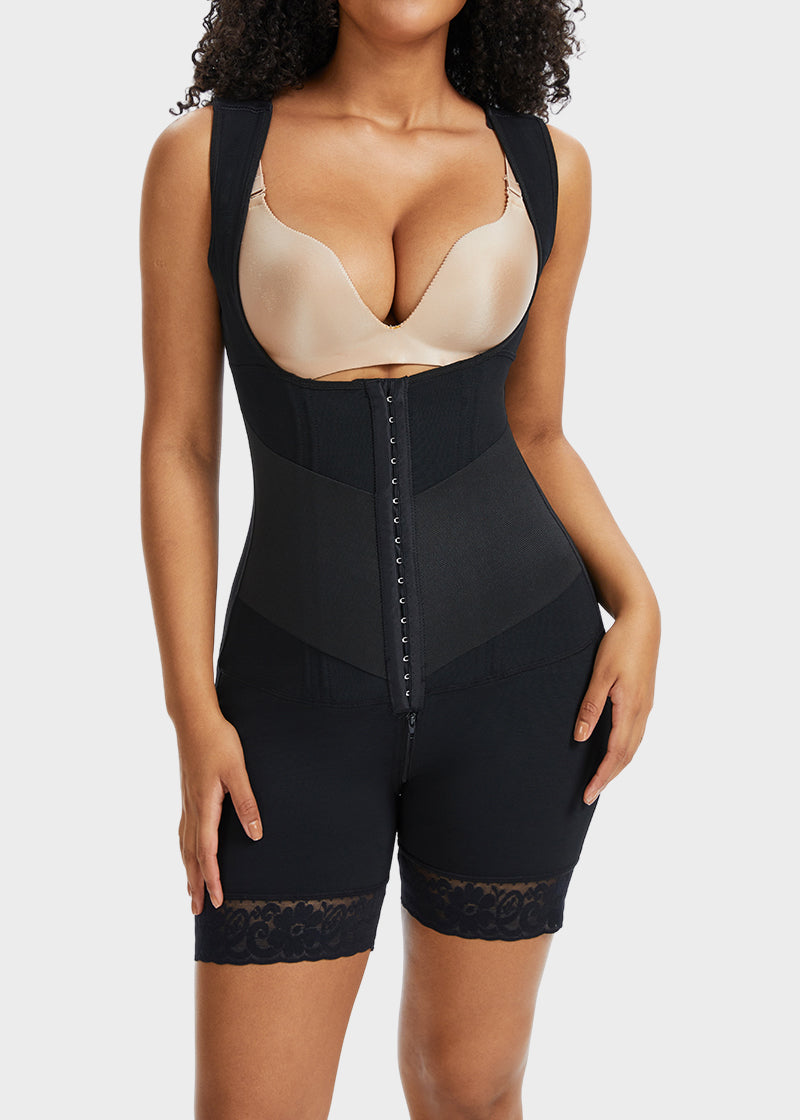 PowerMesh Double-Layer Open Bust Full Body Shaper