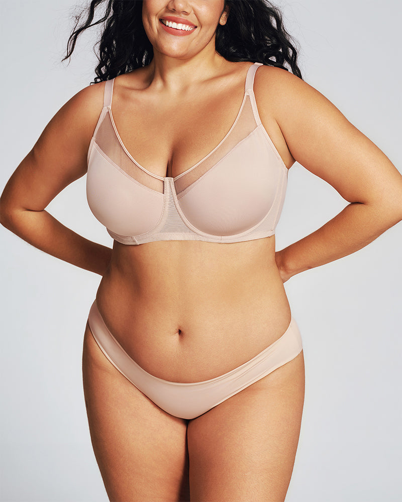 Unlined Mesh Panel Minimizer Bra