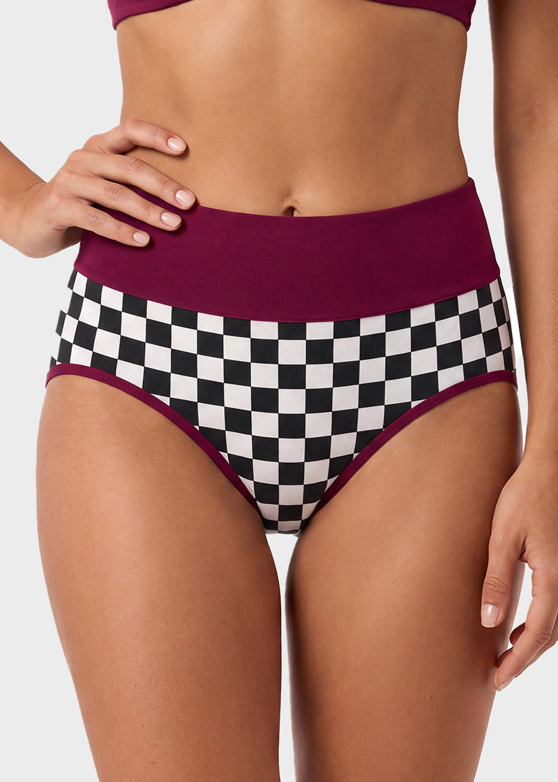 High-Waisted Checkerboard Cotton Briefs (5-Pack)
