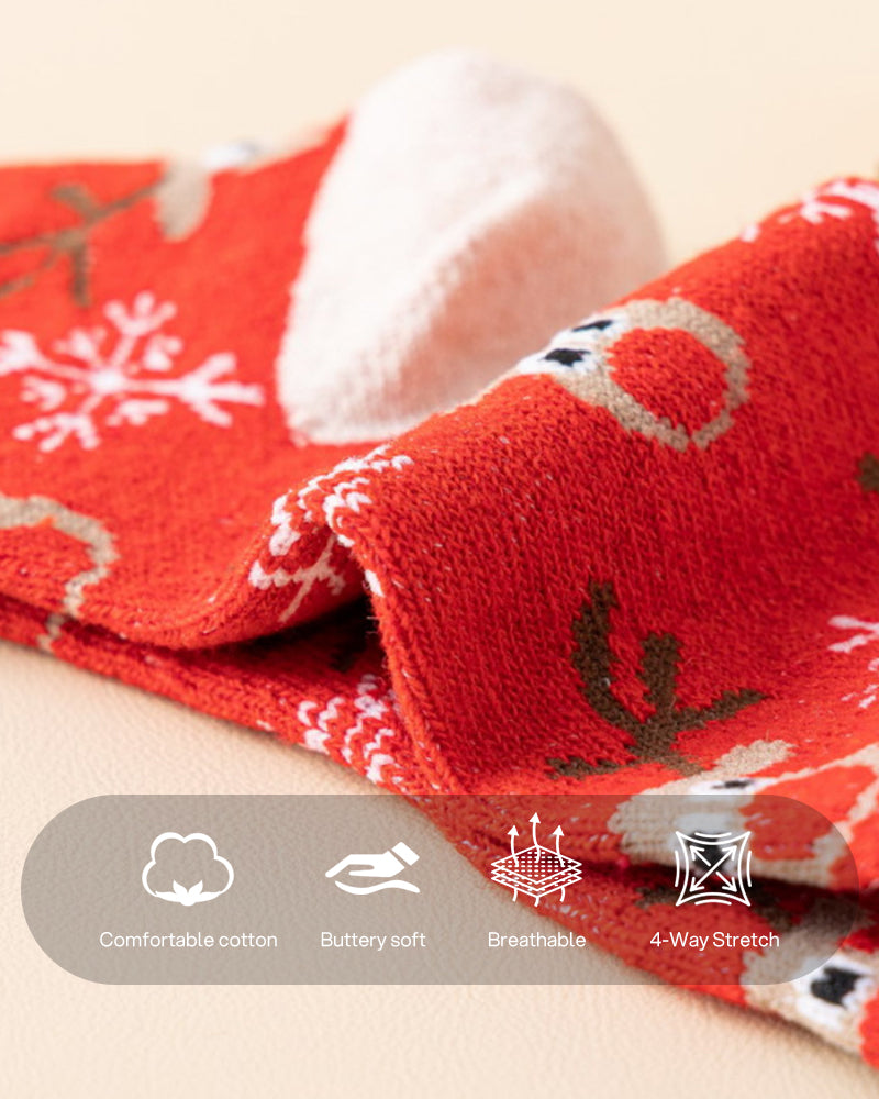 Cozy Christmas Wool Crew Socks - 5 Pairs